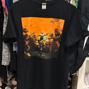 Black T-Shirt with Dynamic Orange Graphic
